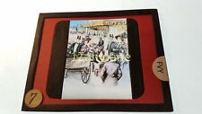 FVY Glass Magic Lantern Slide Photo CITY SCENE OF PEOPLE AT HOTEL picture