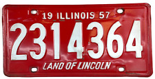 Vintage Illinois 1957 Auto License Plate 2314364 Man Cave Wall Decor Collector picture