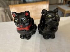 Vintage Shafford redware Black cats sugar bowl and creamer set picture