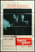 SIMON THE SWISS / THE CROOK Claude Lelouch 1 1970 One Sheet Movie Poster 27 x 41 picture
