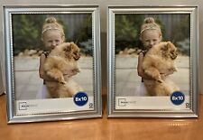 Two Plastic Satin  Silver Picture / Photo Frames Holds 8 X 10 Photos picture