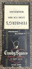 VINTAGE CROSBY SQUARE MEN’S SHOES MATCHBOOK COVER, FEINBERG’S WAUKEGAN picture
