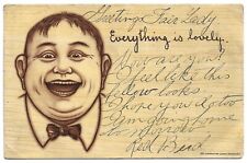 Smiling Man with Bowtie Faux Wood Joseph Koehler 1905 Vintage Comic Postcard picture
