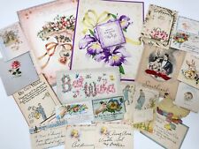 Mixed Lot of Vintage Greeting Card Ephemera Foil Glitter Die Cut Embossed Floral picture
