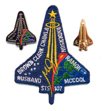 NASA PATCH & 2 PIN LOT '03 vtg STS-107 Space Shuttle COLUMBIA final mission picture