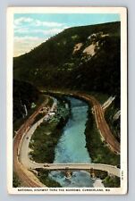 Cumberland MD-Maryland, Aerial National Highway, Antique, Vintage Postcard picture