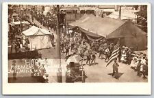 Lake Mills WI~Horicon Firemen's Tournament Parade~Brass Band~Tents~1908 RPPC picture