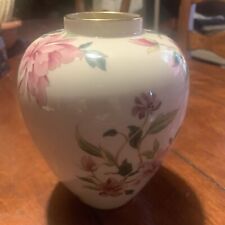 Lenox Barrington Vase 6.5” Pink Peony Porcelain Vase VTG Gold Trim Floral Vase picture