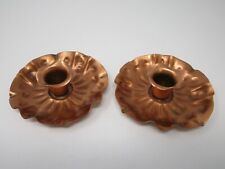 Pair of Vintage Gregorian Copper Taper Candle Holders Floral Petals Ruffled Edge picture