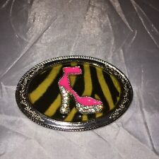 Western Belt Buckle Faithful Brand With Pink High Heel Shoe New Women’s picture