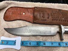 BIG ANTIQUE MEXICAN INDIAN HEAD HORN COMBAT BOWIE KNIFE & SHEATH HUNTING KNIVES picture