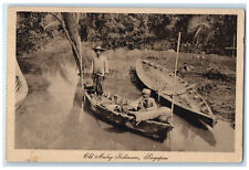 c1940's Boating of Old Malay Fishermen Singapore Unposted Antique Postcard picture