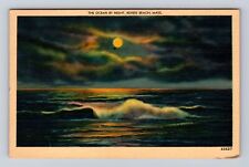 Revere Beach MA-Massachusetts Moonlight Over The Atlantic Vintage c1947 Postcard picture