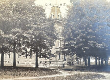 1906 Oak Harbor Ohio RPPC Postcard High School Building Landscaping Education picture