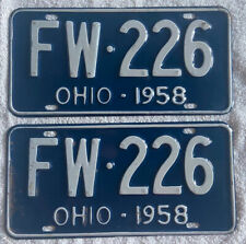 Good Solid Pair Of 1958 Ohio License Plates See My Other Plates picture