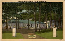 Pines Motor Court US 17 Mt Pleasant South Carolina ~ 1940s linen postcard picture