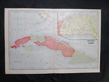 1899  Spanish American War Lithograph Map of Cuba - FRAME FOR A GIFT picture