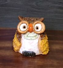 1975 Enesco Crude Pottery Colorful Large Eyed Owl Bird Figurine picture