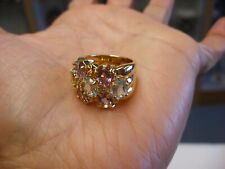 Vintage 925 Sterling Silver Multi Color Rhinestone Ring Size 6 #B183 picture