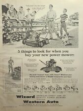 Western Auto Wizard Power Lawn Mower Vintage Print Ad 1956 picture