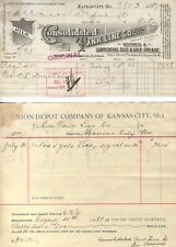 1887 KANSAS CITY MISSOURI CONSOLIDATED TANK LINE BILLHEAD & VOUCHER TO UNION DEP picture