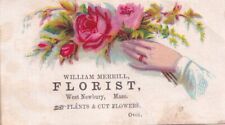 Small 1800's Victorian Trade Card -Hidden Hand -Crane Neck Greenhouses Florist picture