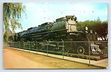 Postcard Cheyenne Wyoming Coal Burning Locomotive & Tender Holliday Park Hwy 30 picture