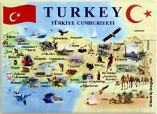 Turkey Graphic Map and Attractions Souvenir Fridge Magnet 2.5