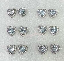 Wholesale Lot 6 Pairs Natural Aquamarine Heart Sterling Silver 925 Studs picture