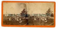 Princeton Mass MA - PLAYING CROQUET ON GREEN - 1869 D.C. Osborn Stereoview picture
