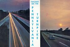 Twilight on Pennsylvania Turnpike Chrome 4x6 Postcard picture
