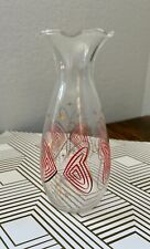 Vintage MCM Glass Ruffle Top Bud Vase Butterfly Design 6.5