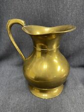 Vintage Brass Water Pitcher Ewer Vase vessel 8” Tall Decor picture
