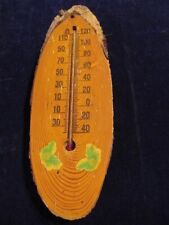 VTG Wood Thermometer Rustic Live Edge Cabin Lodge Farm House Decor USA       Mg picture