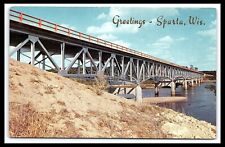 Sparta Wisconsin Greetings River Bridge Postcard    pc328 picture