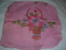 Vtg 30s Art Deco Basket Stamped Embroidery Tinted Boudoir Organdy Pillow UF #PB2 picture