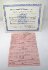 1951 San Francisco Police Officer Meritorious Conduct Certificate Offical Report picture