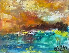 1983 Original Father Emilian Glocar Abstract Landscape Water Oil Painting 14