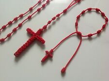 Red Knotted Nylon Cord ROSARY+ Red Decenario picture