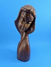 Vintage Hand Carved Wood Virgin Mary Madonna Statue Phillippine Handicrafts picture