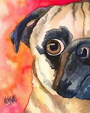 Pug Art Print from Painting | Pug Gifts, Poster, Picture, Home Decor 8x10  picture