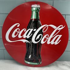 Coca-Cola Red Disc Embossed 14” Round Aluminum Sign by Ande Rooney picture