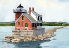 Rockland Breakwater Lighthouse, Maine, Fridge Magnet. Rob Thorpe watercolor art picture