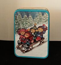 Vintage Enesco Tin Lucy Rigg 1990--Bears on a Sled picture