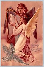 PFB Christmas~Angel w/Sheet Music~Another Plays Harp~Pine Branch~Emb~#6372 picture