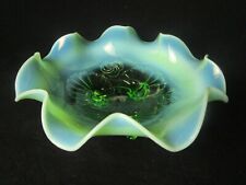 Northwood Rings & Ruffles Footed Dish green opalescent Pretty picture
