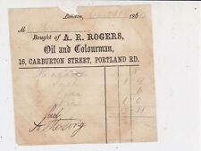 A.R. Rogers Portland Rd London April 1869 Oil and Colorman Paid Receipt Rf 39931 picture