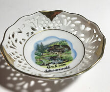 Rare Handgemalt Vintage German Grub Vom Schwarzwald 4” Lattice Gold Trim Dish picture