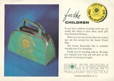 c1953 Southern Railway System Children Travel Bag Premium Ad Card Steward Train picture