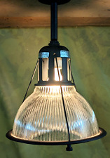 Vintage 12” Wide HOLOPHANE  684 Industrial Light Fixture. Factory Ribbed Glass picture
